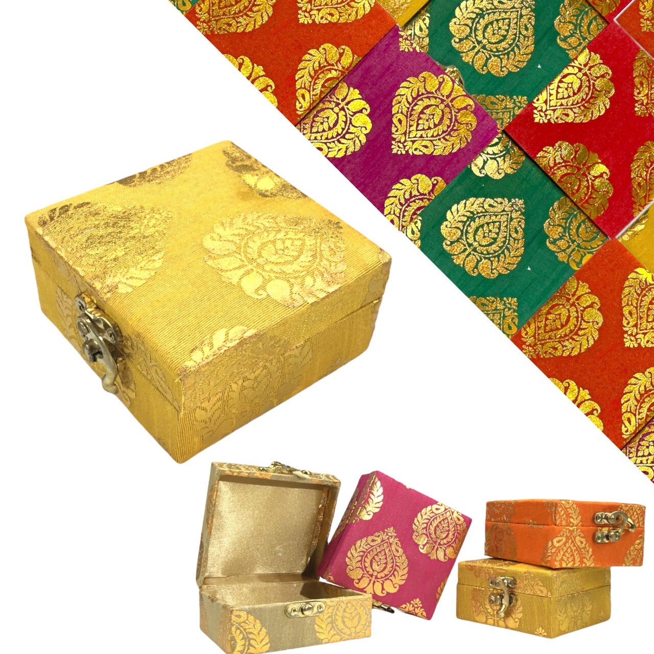 Small Handmade Jewelry Box Brocade Gift Boxes Favor for Indian Pakistani Punjabi Wedding, Nikah Favor, Mehndi Favors, for Girls
